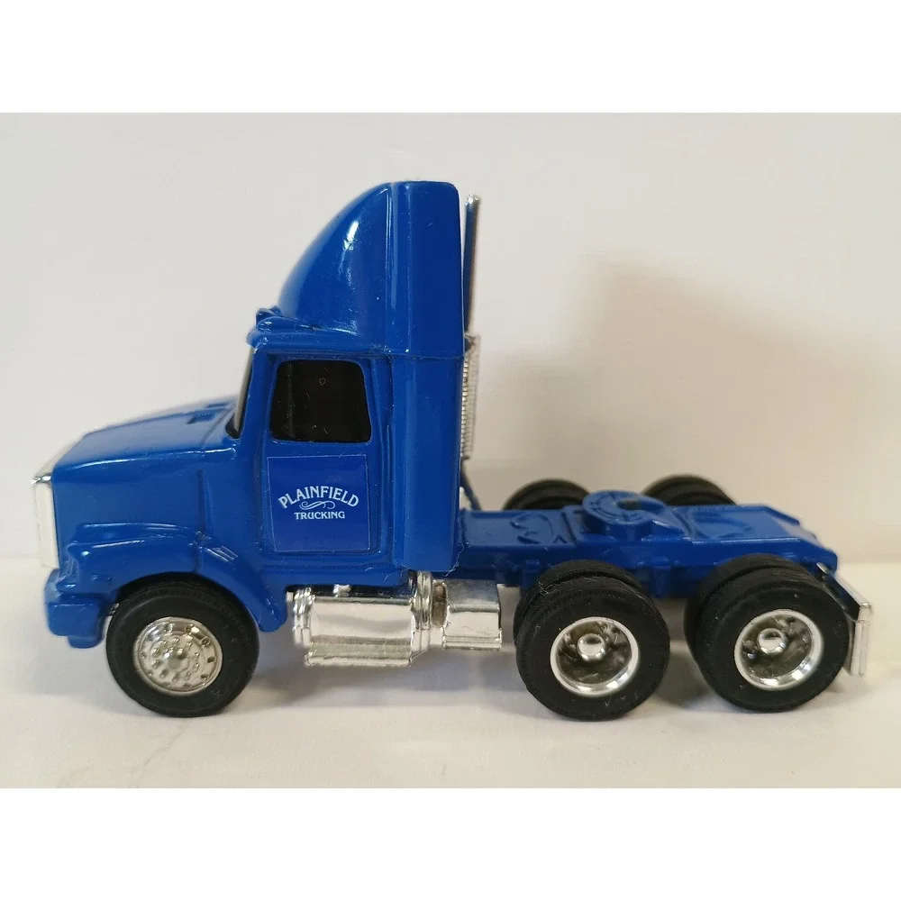 Vtg Ertl Blue Volvo Semi Truck Plainfield Trucking Lowboy Trailer Diecast